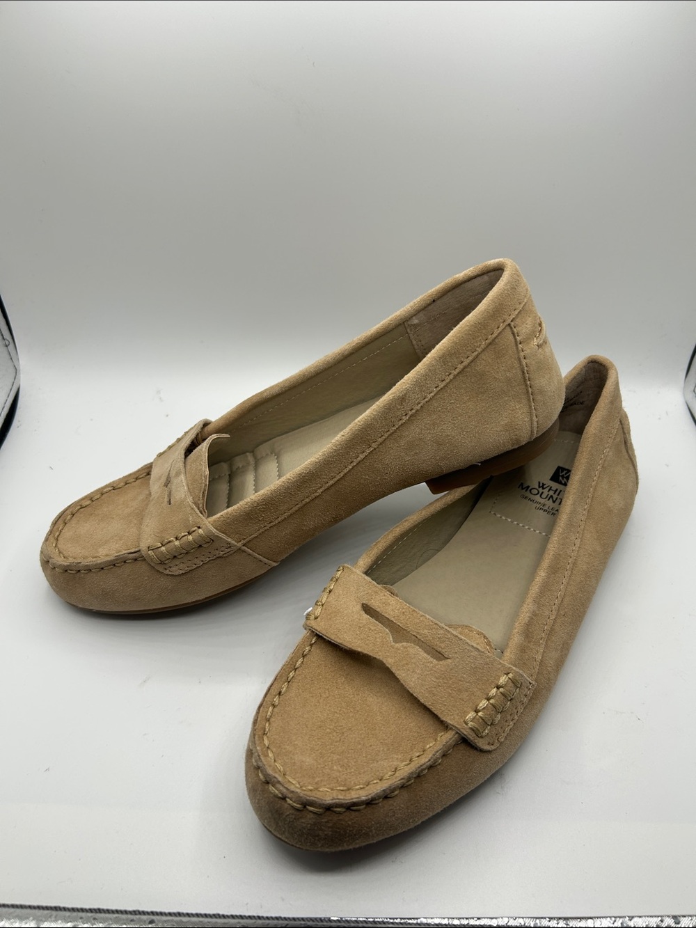 White Mountain Tan Suede Penny-Style Loafers